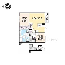 ソシアＡ 2階2LDKの間取り