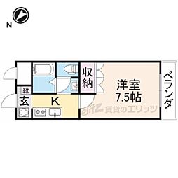 レイクデッキｙｓ 2階1Kの間取り