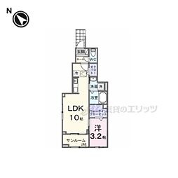 ミウ・ヴィーヴル 1階1LDKの間取り