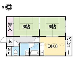 サングリーン小鳥ヶ原 2階2DKの間取り