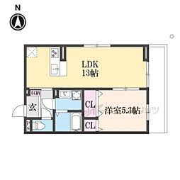 JR北陸本線 長浜駅 徒歩34分の賃貸アパート 1階1LDKの間取り