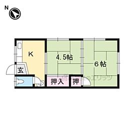 大栄荘A 2Kの間取図画像
