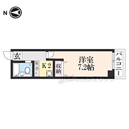 京阪石山坂本線 石山寺駅 徒歩22分の賃貸マンション 2階1Kの間取り