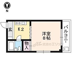 ハイツ初田 3階1Kの間取り