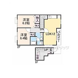 カリーノ・パレスI 2階2LDKの間取り