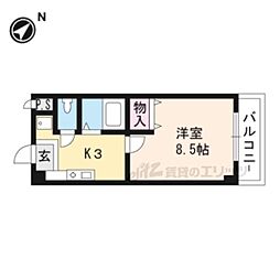 JR東海道・山陽本線 草津駅 徒歩10分の賃貸マンション 5階1Kの間取り