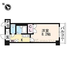 クレスト草津 9階1Kの間取り