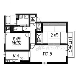 フル−レ高砂 2階2LDKの間取り