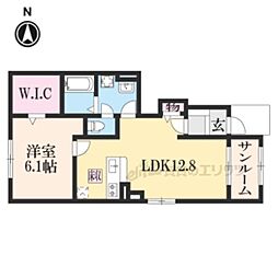 グランアンジュ 1階1LDKの間取り