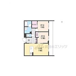 JR東海道・山陽本線 草津駅 徒歩19分の賃貸マンション 1階2LDKの間取り