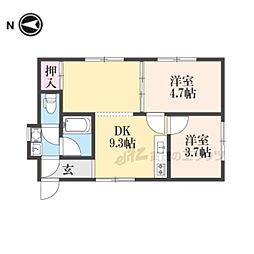 JR北陸本線 長浜駅 徒歩19分の賃貸アパート 2階2LDKの間取り