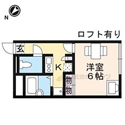 レオパレス藤木2 1Kの間取図画像