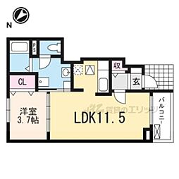ノール・アンソレイエSSS 1LDKの間取図画像