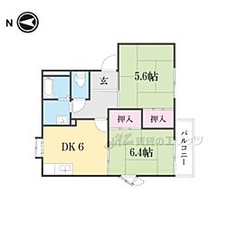 メゾン・ド・シャンドーレE棟 2DKの間取図画像