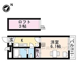 レオパレススワンコート2 1Kの間取図画像