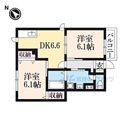 ミーツハウス大門 2DKの間取図画像