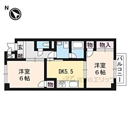 サープラス池田 2DKの間取図画像
