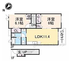 サウスウェルズ2 2LDKの間取図画像