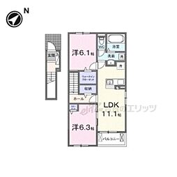 フレッシュハウス1 2LDKの間取図画像