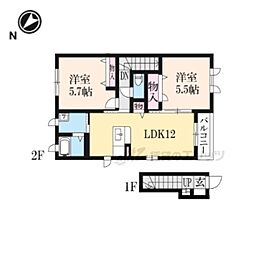 メゾンドセゾン 2LDKの間取図画像