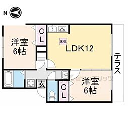 レークハイツ伊庭 2LDKの間取図画像