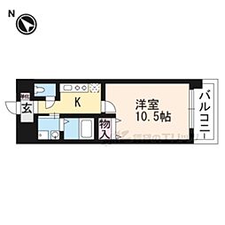 フォーシーズン南草津 1Kの間取図画像