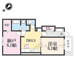 グリシーヌアビテ 2DKの間取図画像
