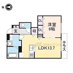 メルベーユFIII 1LDKの間取図画像