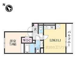 アイル東近江 1LDKの間取図画像