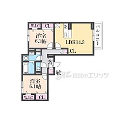 アルタ若竹ビュー 2LDKの間取図画像