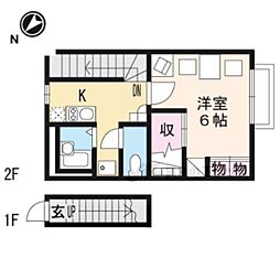 レオパレス野洲 1Kの間取図画像