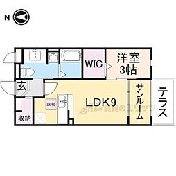 サンルーラルB ワンルームの間取図画像