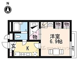 レオパレス南天 1Kの間取図画像