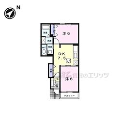 レイクノージュ 2DKの間取図画像