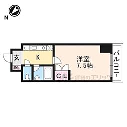 シャン・ド・フルール竹村 1Kの間取図画像