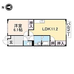 JR北陸本線 長浜駅 徒歩32分の賃貸アパート 2階1LDKの間取り