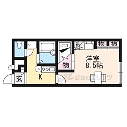 JR湖西線 唐崎駅 徒歩9分の賃貸アパート 1階1Kの間取り