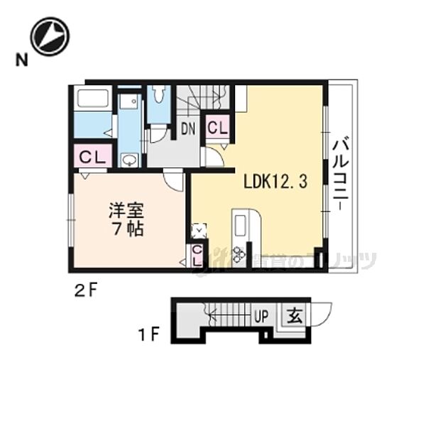 滋賀県栗東市岡(賃貸アパート1LDK・2階・49.70㎡)の写真 その2