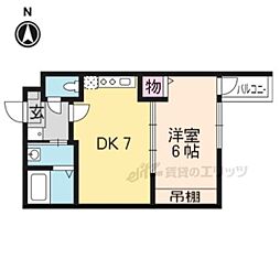 フォルトゥーナ中堂寺 1DKの間取図画像