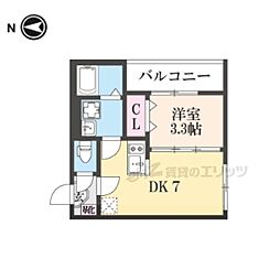 LA VIERE 山科 1DKの間取図画像