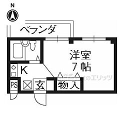 パレセゾン大枝 1Kの間取図画像