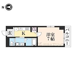 サニーヒル刀禰 1Kの間取図画像