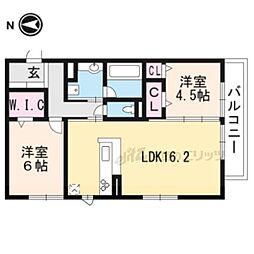 セジュールオッツGT長岡京 2LDKの間取図画像