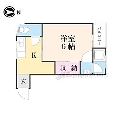 第二平安荘 1Kの間取図画像