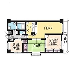 スクエア鍵尾 3LDKの間取図画像
