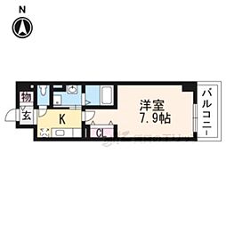 バンブーサン 1Kの間取図画像