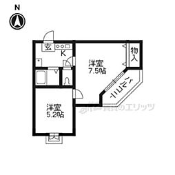 エクシード梅小路 2Kの間取図画像