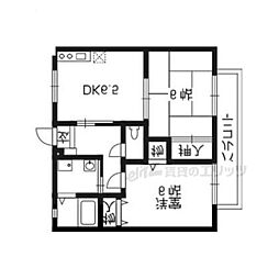 プラセオA棟 2DKの間取図画像