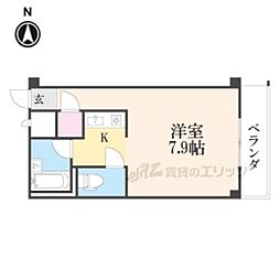 レジデンスキクチ 1Kの間取図画像