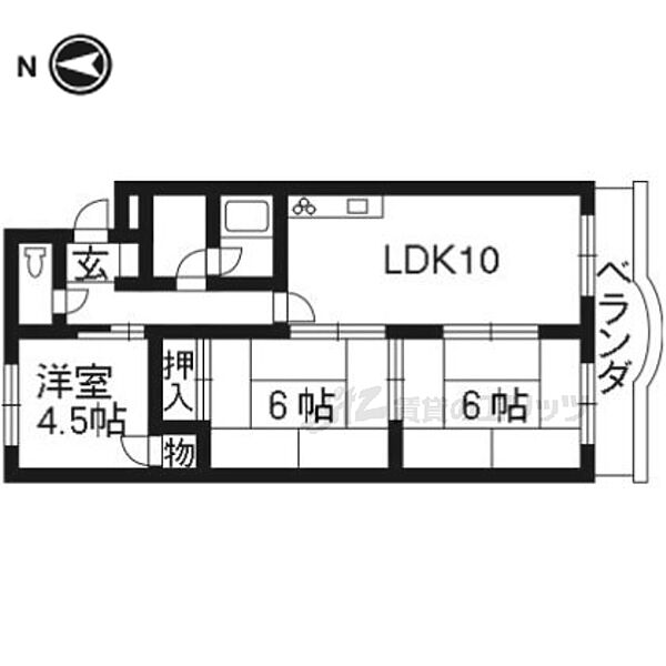 サンパレス 206｜京都府京都市伏見区向島善阿弥町(賃貸マンション3LDK・2階・53.50㎡)の写真 その2